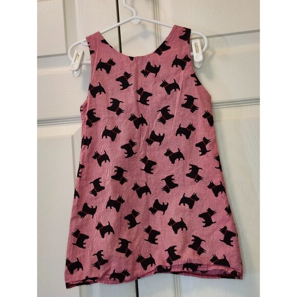 Vtg Toddler Girl Dapple Red Black All Over Scottie Dog Print Dress Size 2T USA - Picture 2 of 2
